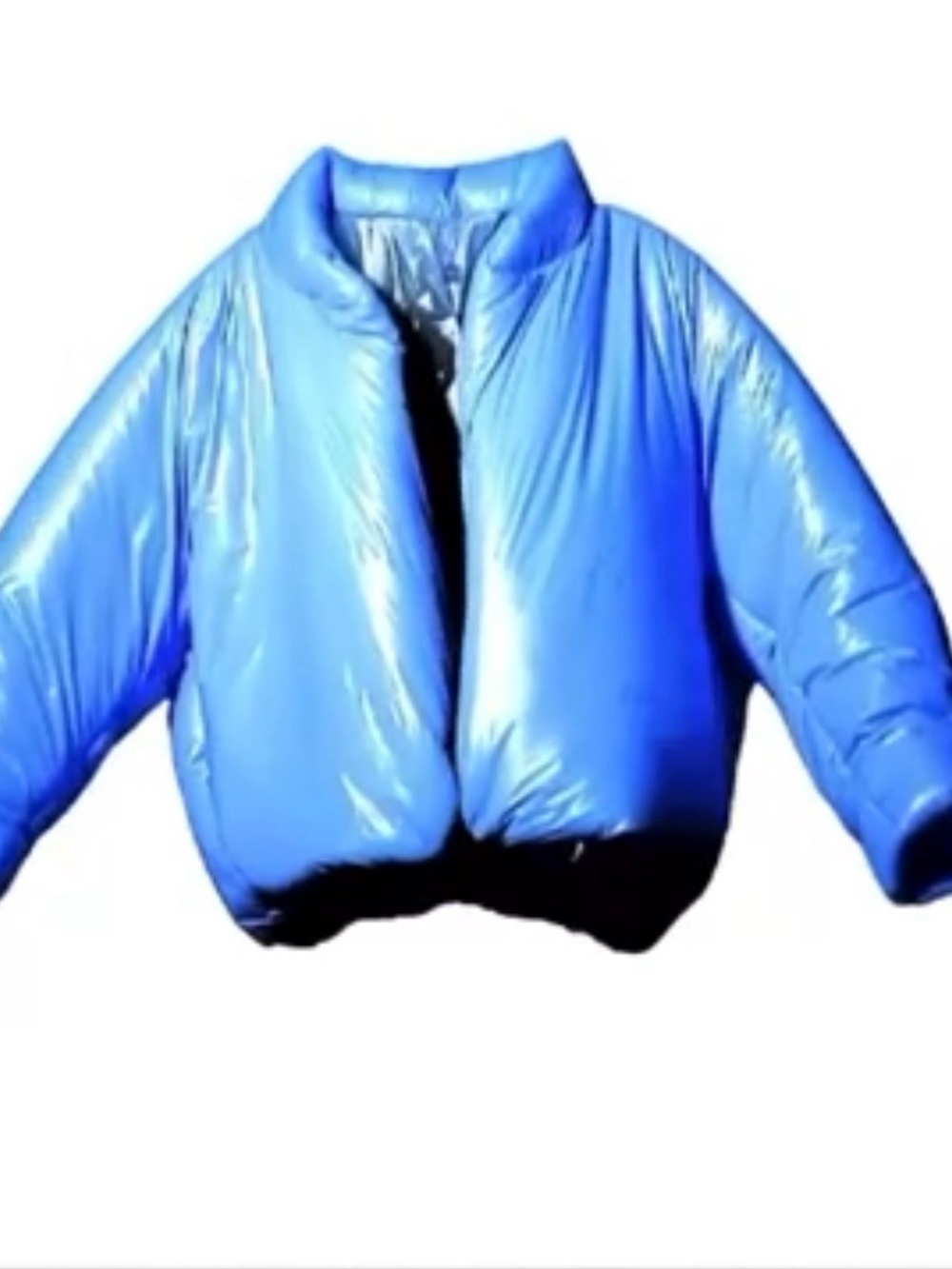 Yeezy Shiny Blue Cropped Puffer Jacket